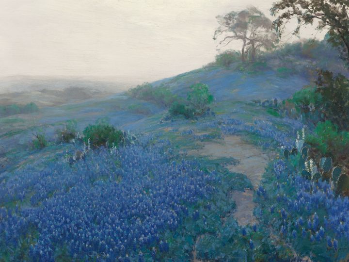 Painting by: Julian Onderdonk "Blue Bonnet Field Early Morning" (1914)